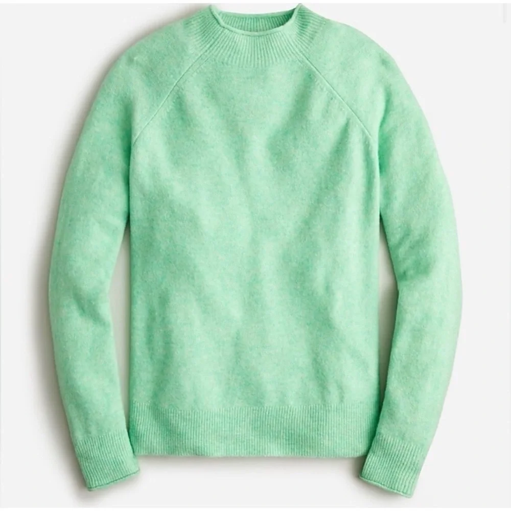 J. Crew wool Rollneck Sweater alpaca Supersoft Yarn mock BD613 Mint Green